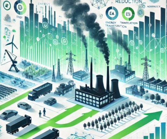 The image shows silhouettes of industries like energy,